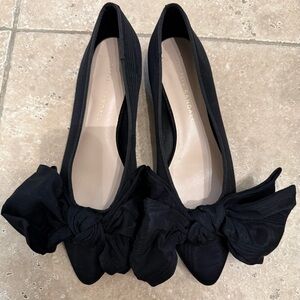 Loeffler Randall Noa Black Moiré Bow Flat
